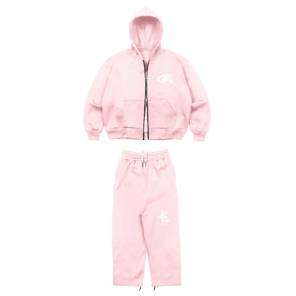 HIMSIDE Hoodie Polaris Sweater Pink Double Zipper Jacket Resleting 280 Gramasi Tebal Lembut unisex P