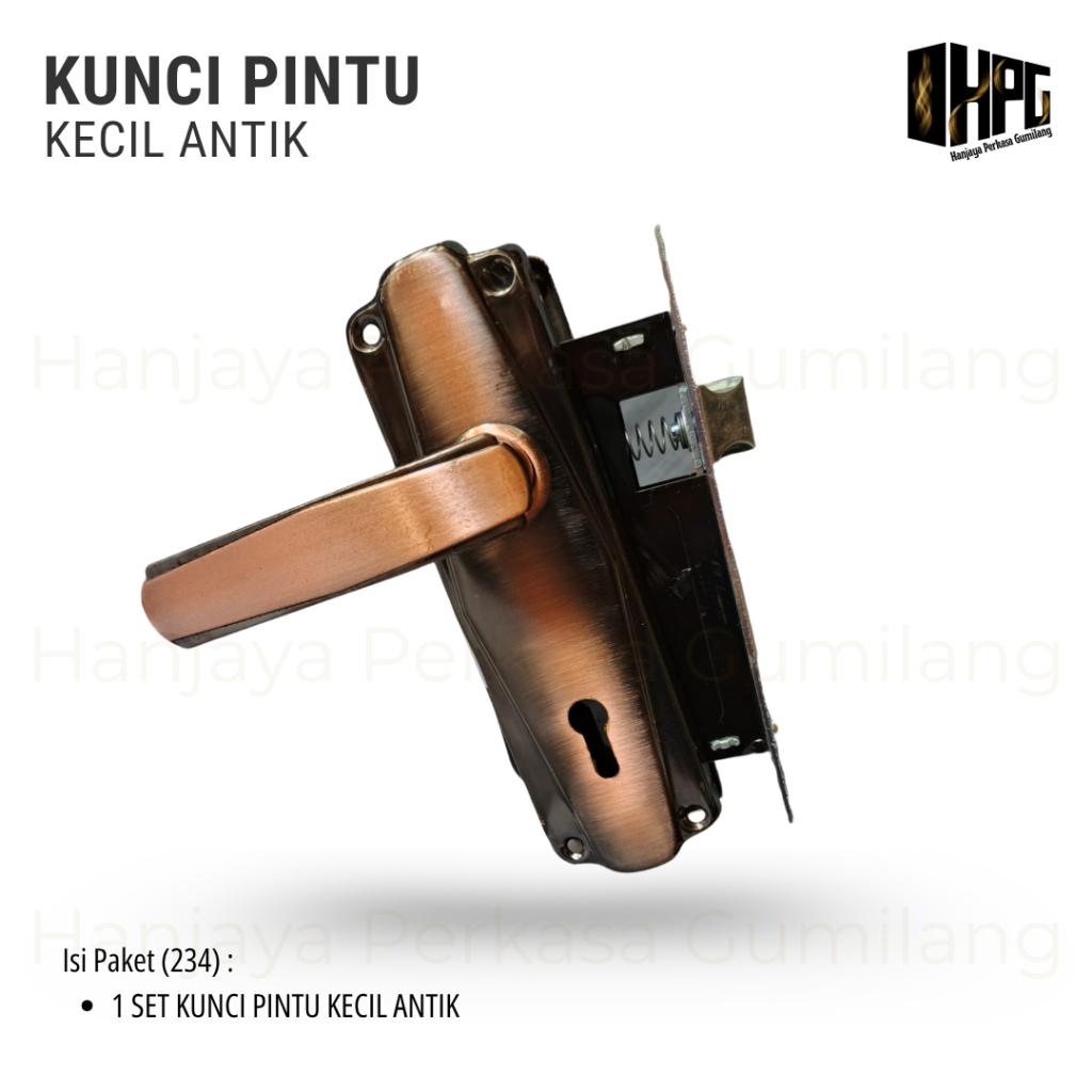 KUNCI PINTU KECIL ANTIK TANPA SILINDER HANDLE PINTU FULL SET