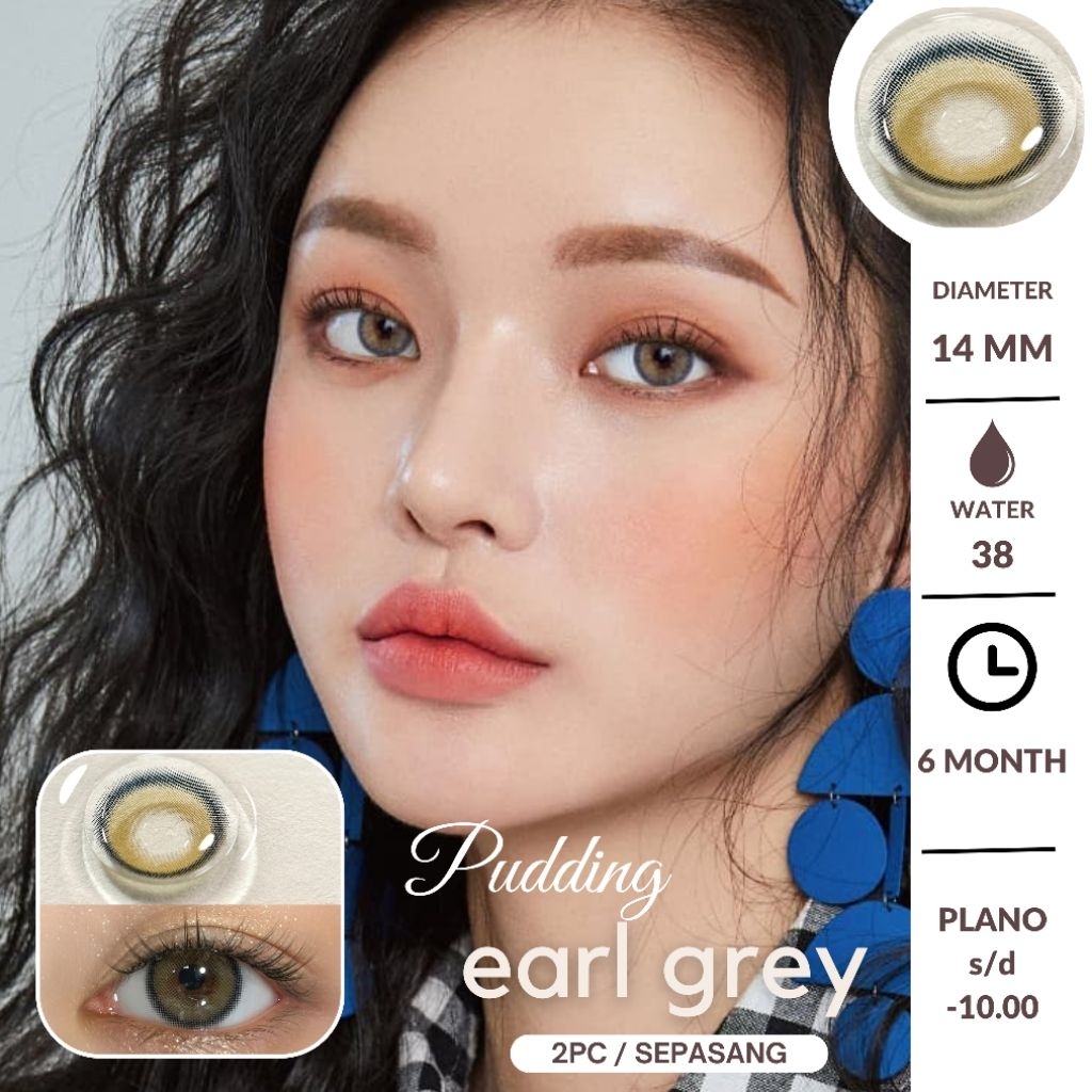 SOFTLENS PUDDING EARL GRAY/ABU NORMAL MINUS s.d -10.00 Dia.14mm Made in KOREA
