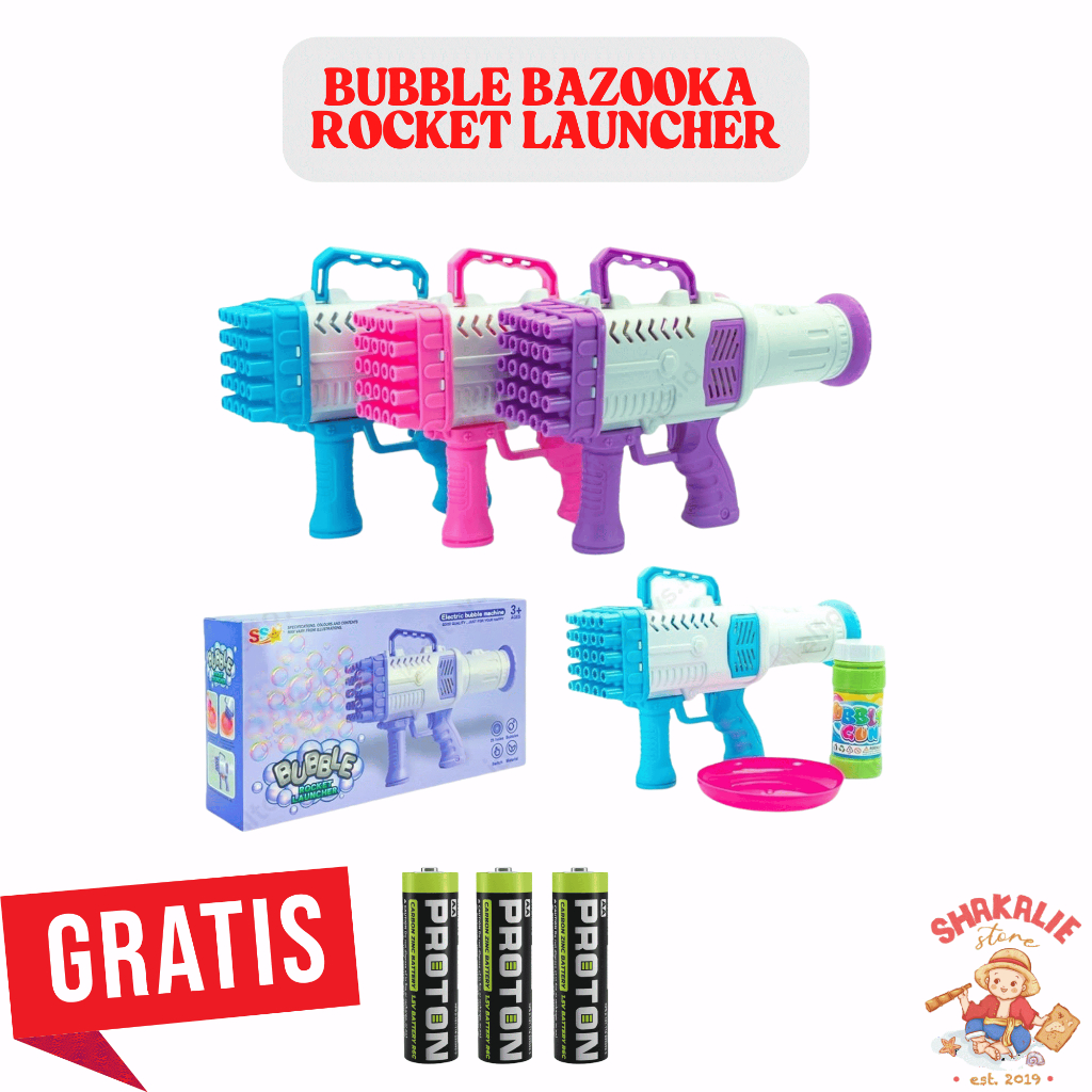 Mainan Anak Pistol Bubble BAZOOKA Rocket Launcher