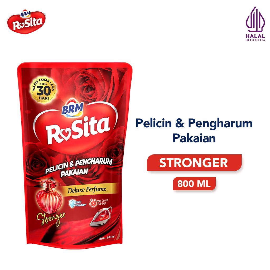 PROMO Pewangi Pakaian Mawar : BRM Rosita : Varian Stronger Merah, Kemasan Refill Pouch 800ml