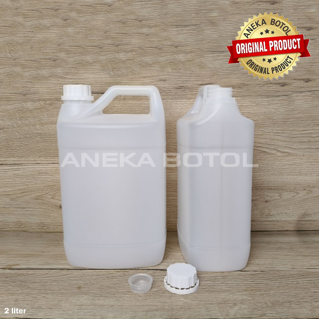 JERIGEN 2 LITER HDPE NATURAL TUTUP SEGEL MURAH / WADAH MINYAK 2000 ML