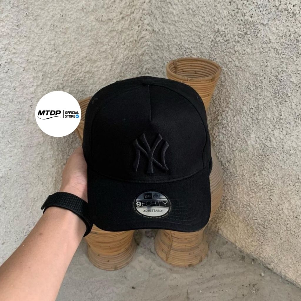 TOPI BASEBALL IMPORT PREMIUM NY FULL BLACK PRIA WANITA DEWASA
