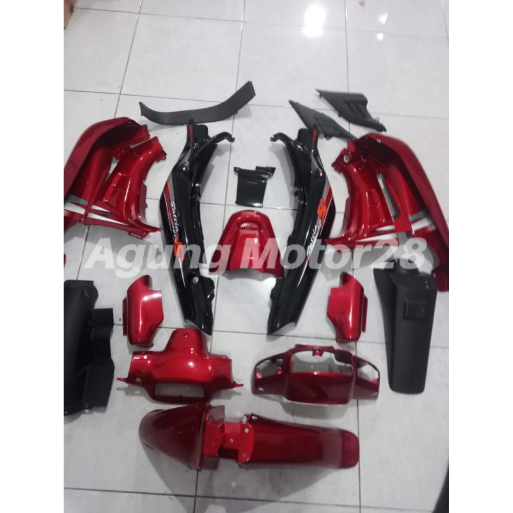 Fullset Body Halus Suzuki Satria lumba Satria Ru 2tak satria lumba Hitam Merah striping tanem timpa 