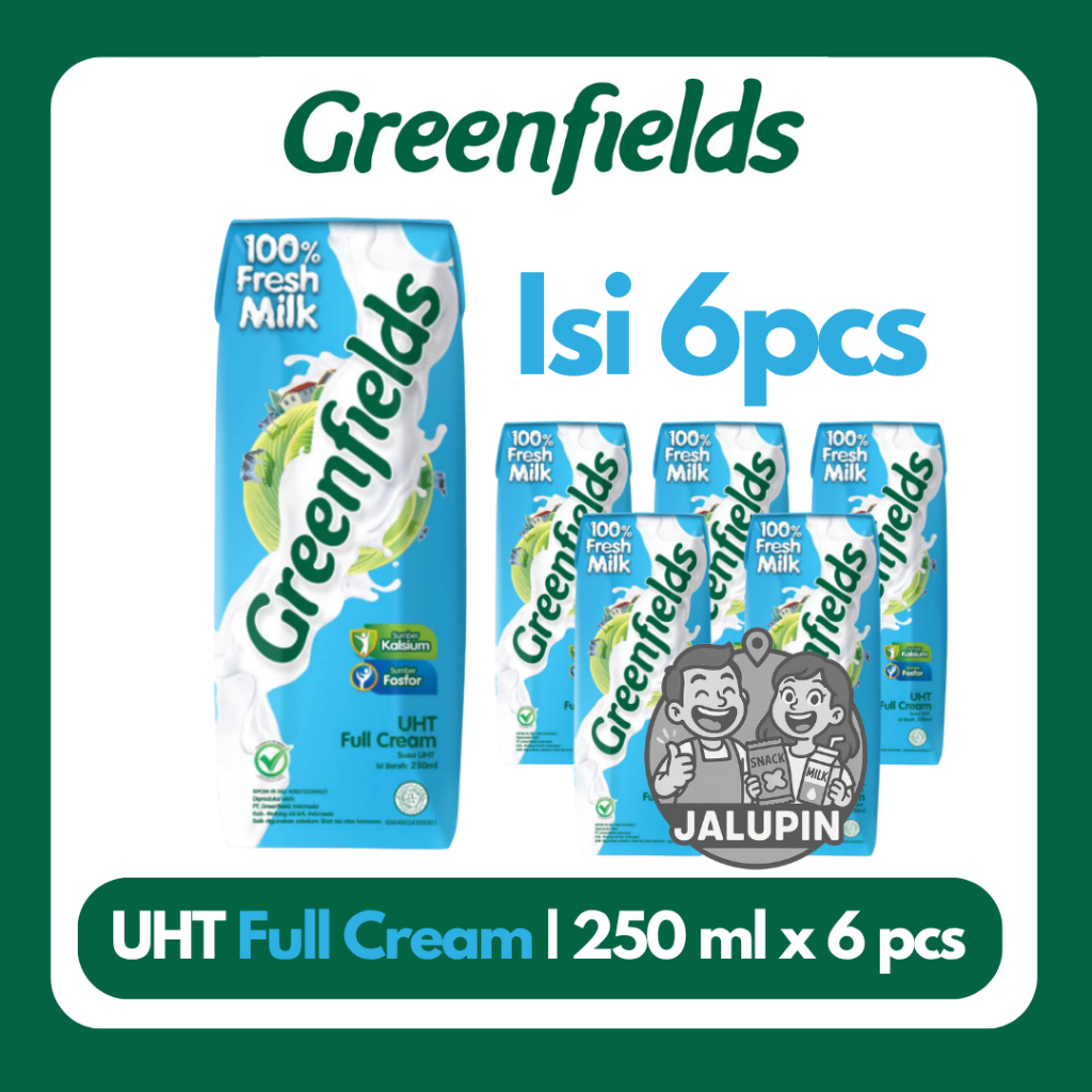 

[BUNDLING HEMAT 250ML x 6PCS] Susu Greenfields UHT Full Cream, Strawberry, Chocolate 250ml x 6pcs