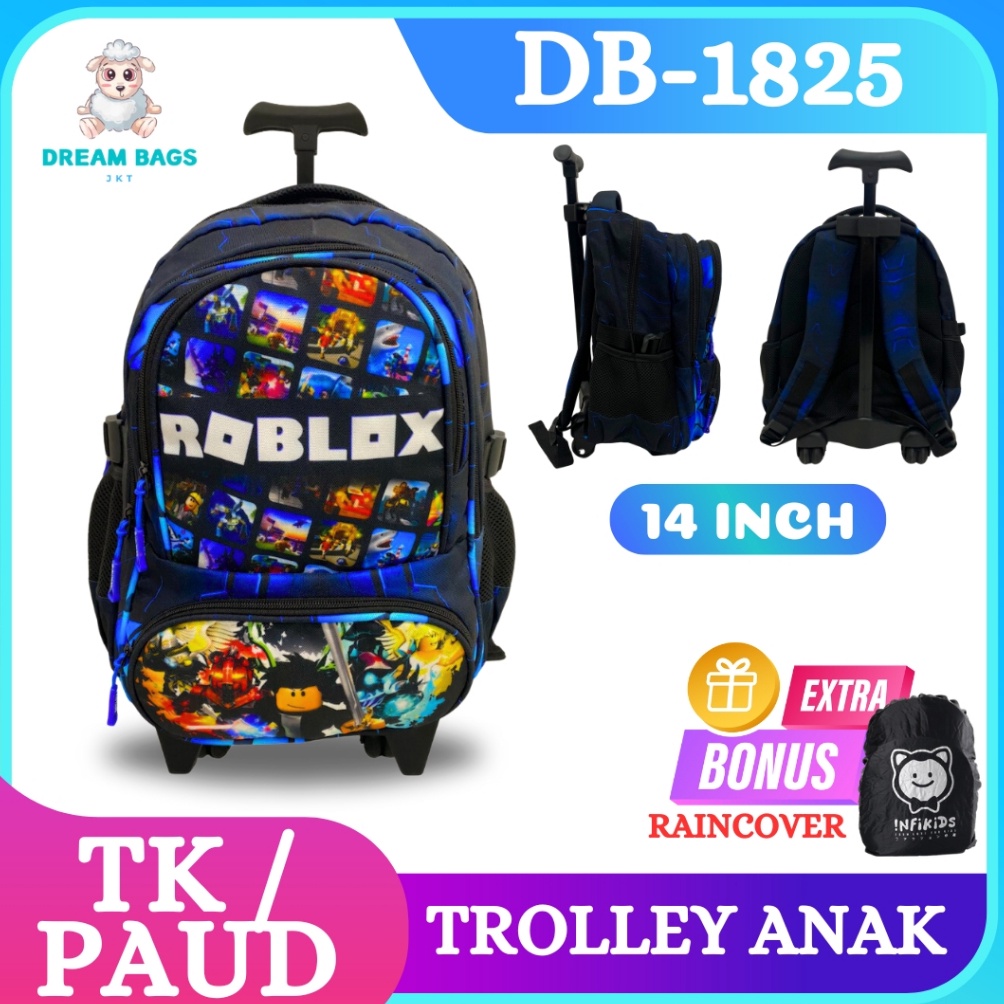 Dijual Tas Troli Anak Laki Laki Sekolah TK PAUD Motif Roblox Terbaru  Koper Dorong Trolley Import