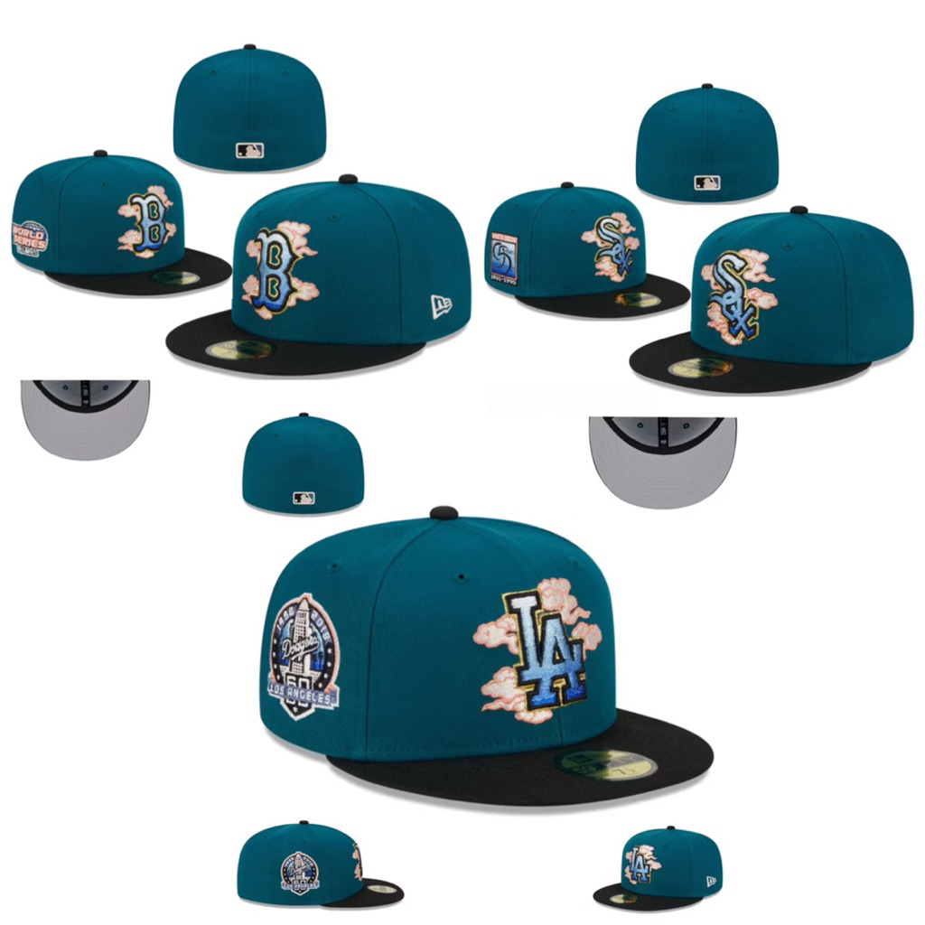 Topi Fullback Fitted Clouds Edition LA B Sox Biru Tosca Visor Hitam