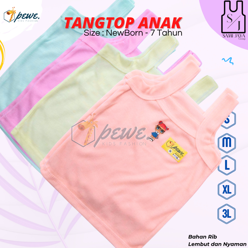 6 Pcs Singlet Anak Perempuan Warna Karakter - Pakaian Dalam Anak Cewek - Kaos Singlet Anak  Kaos Dal