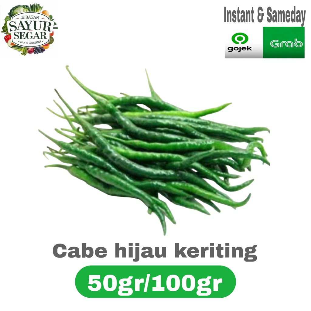 

Cabe ijo keriting/cabai hijau keriting 50gr/100gr INSTANT