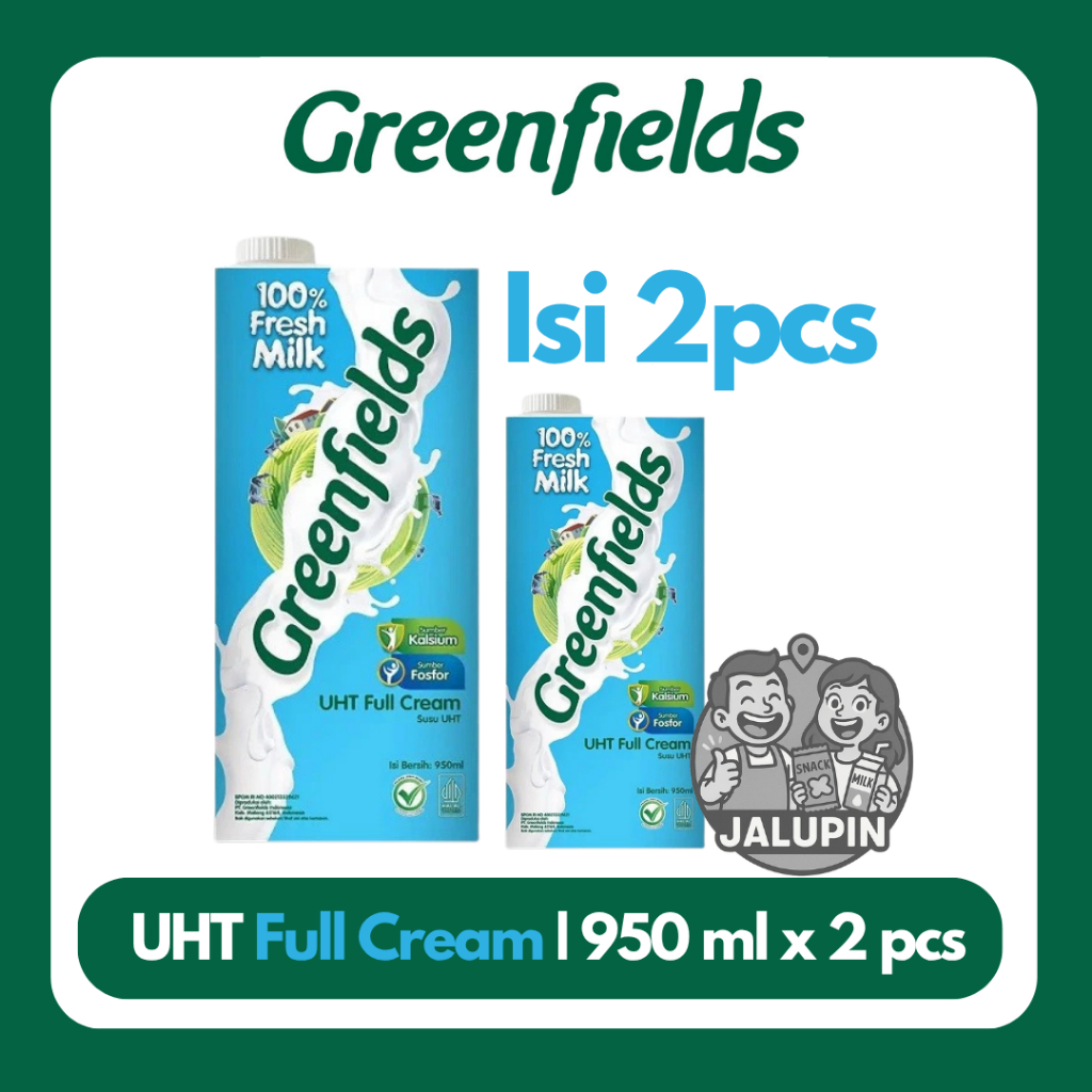 

[KEMASAN 950ML x 2PCS] Susu Greenfields UHT Full Cream, Strawberry, Chocolate 950ml