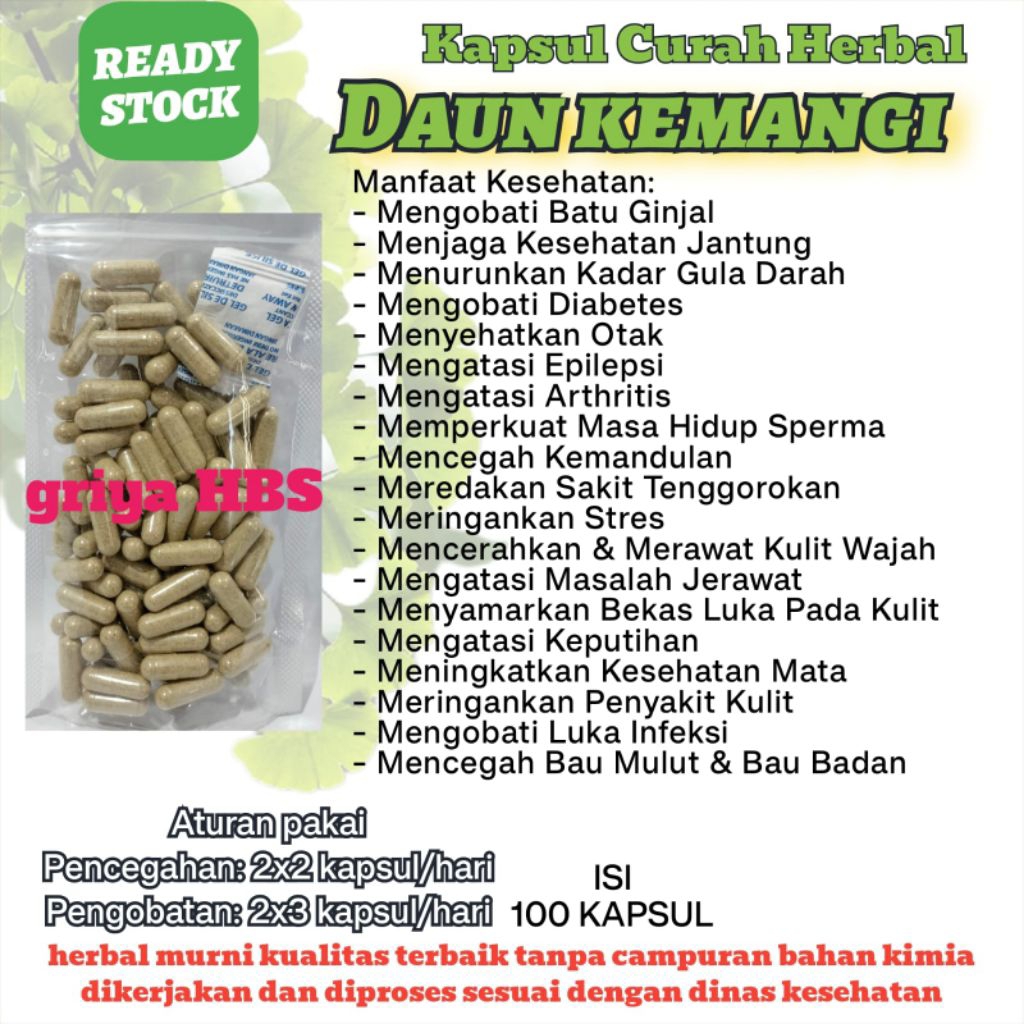 Herbal daun kemangi isi 100 kapsul