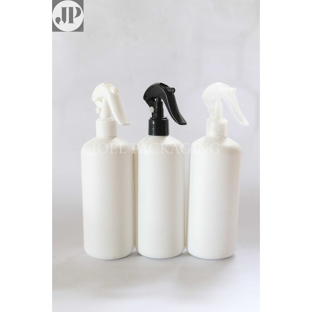 BOTOL HS HDPE 500ML TEBAL PUTIH DOFF N24 TUTUP SPRAY TRIGGER BEBEK N24