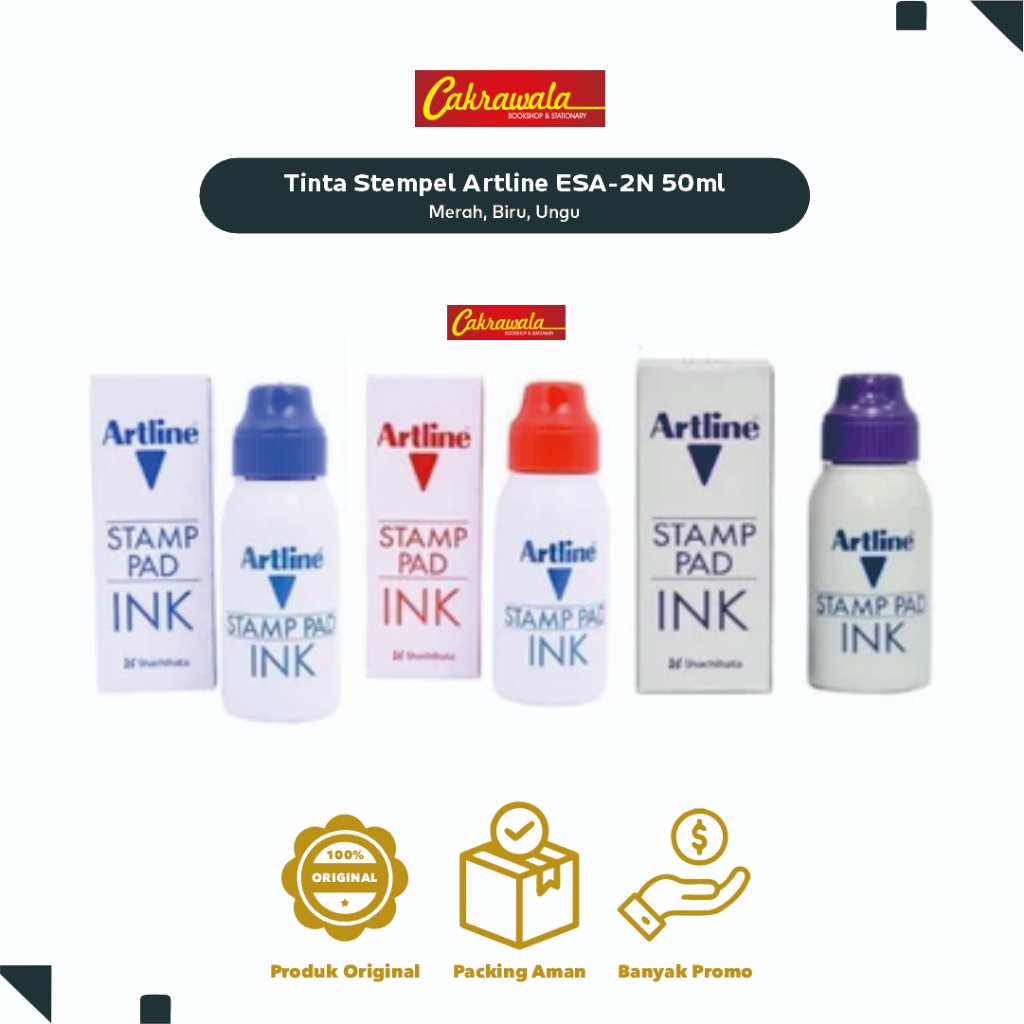 

Tinta Stempel Artline ESA-2N 50ml | Stamp Pad Ink Warna Merah, Biru, Ungu | Refill Tinta Cap