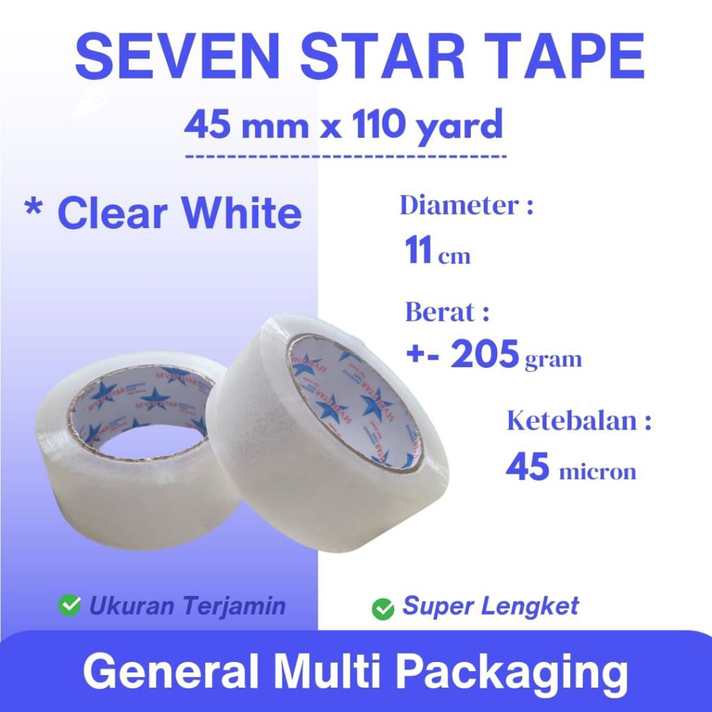 

Seven Star Lakban Bening Clear 45 mm x 110 Yard Super Lengket