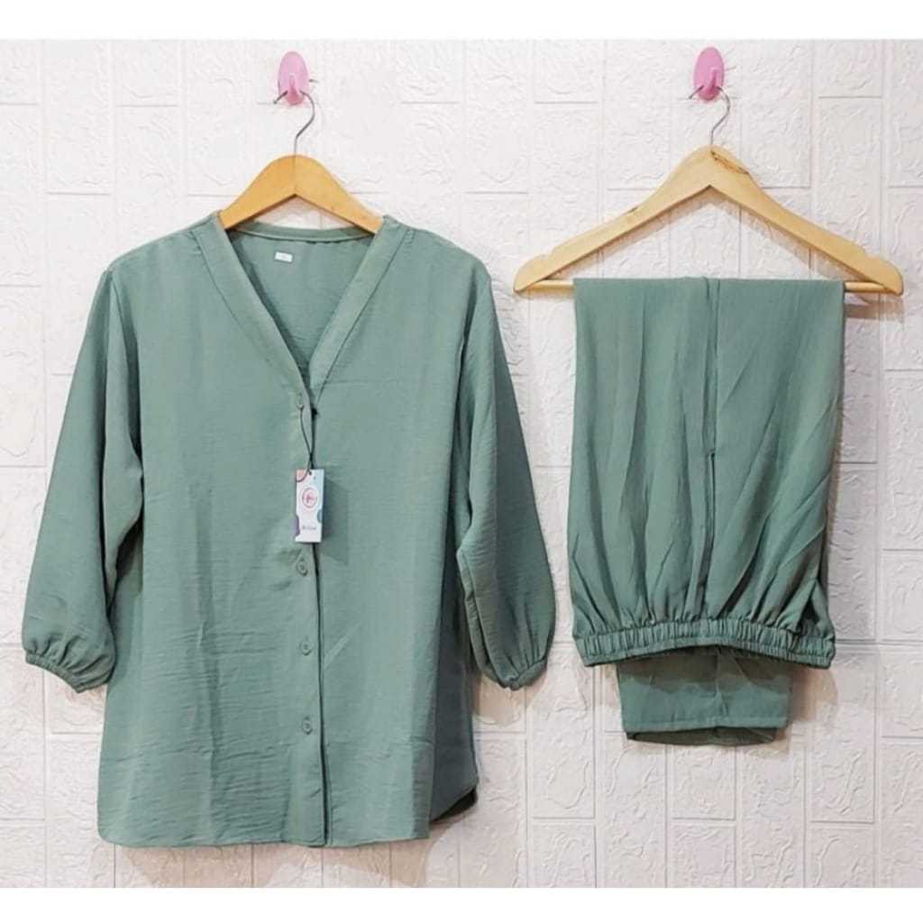 LD.110.120.130 CM XL XXL XXXL Setelan Andin Kancing JUMBO Set Andin Cringkle Airflow Set Andin Panja