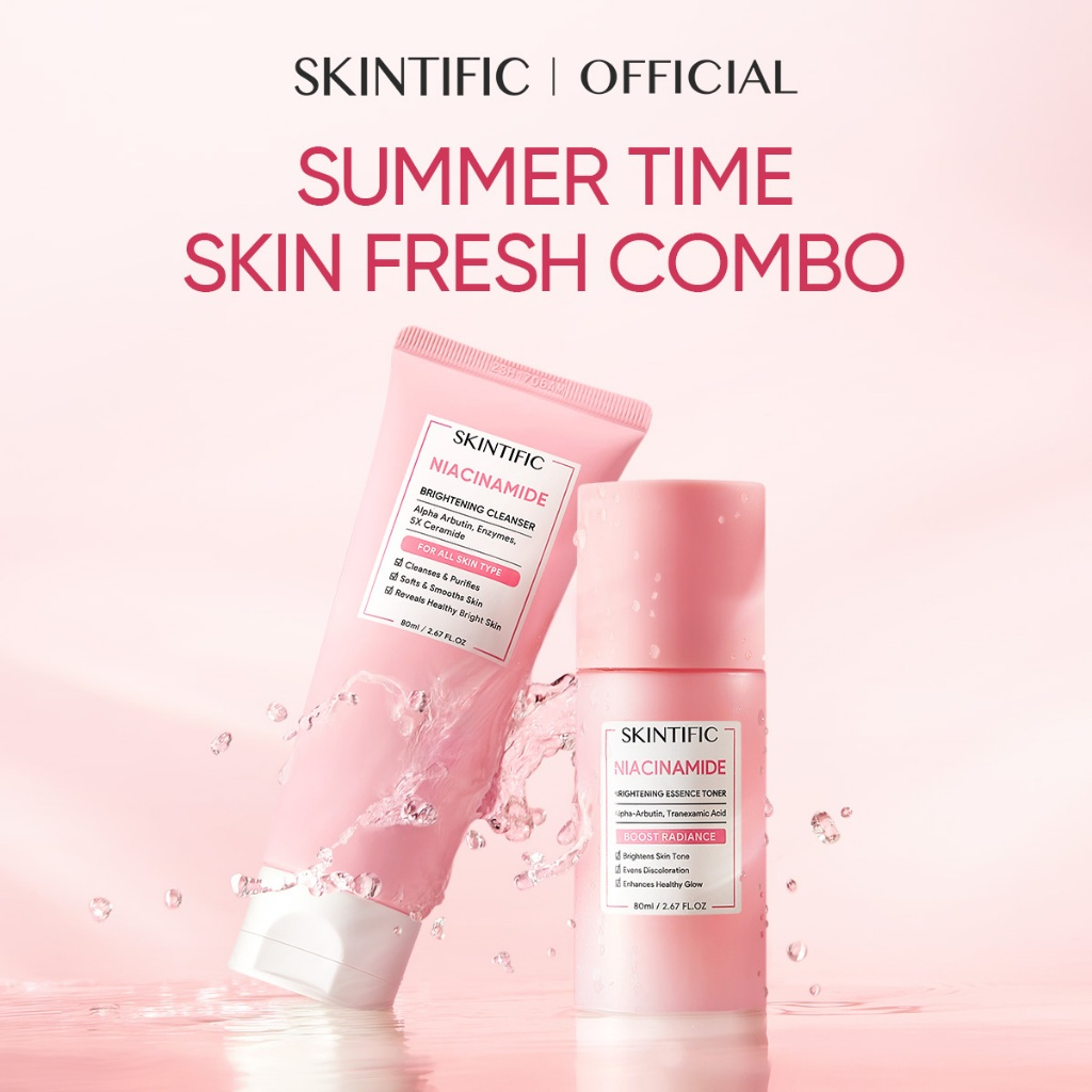 SKINTIFIC - 2pcs Refreshing Set | Niacinamide Brightening Cleanser Toner 5X Ceramide Barrier Panthen