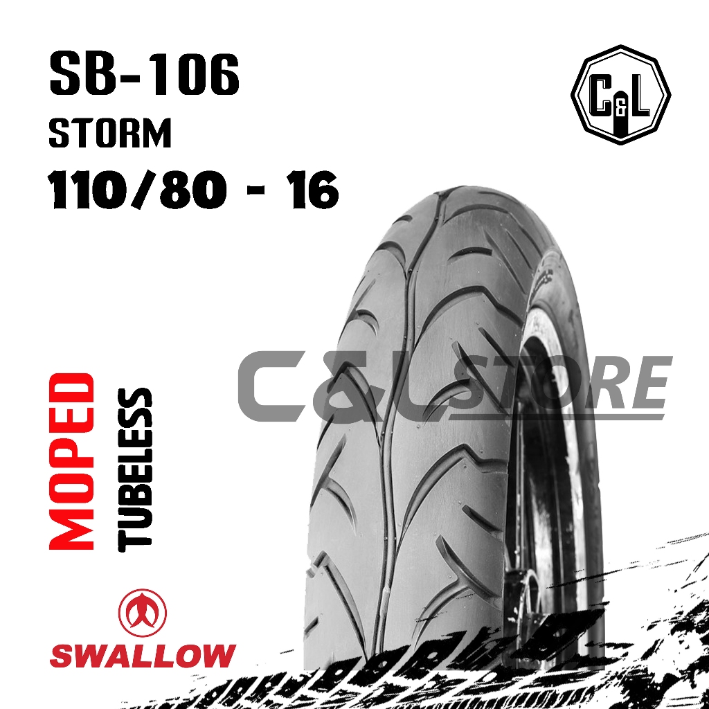 BAN LUAR MOTOR SWALLOW 110/80-16 RING 16 SB-106 STORM TUBELESS