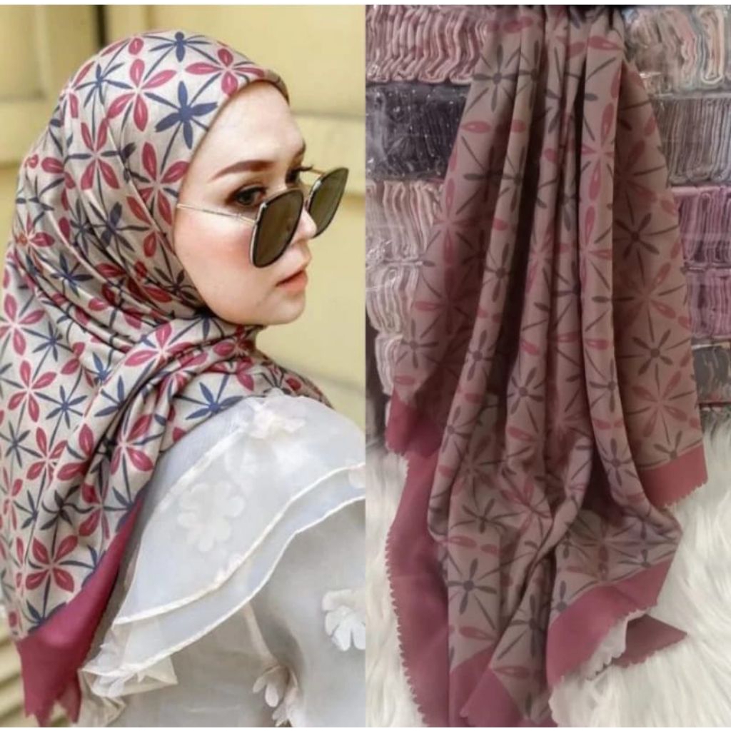Hijab Segi Empat Voal Sublim Motif Premium Branded terlaris