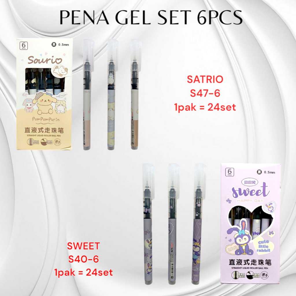 

{1x6)PENA GEL SET FANCY MOTIF SANRIO LUCU