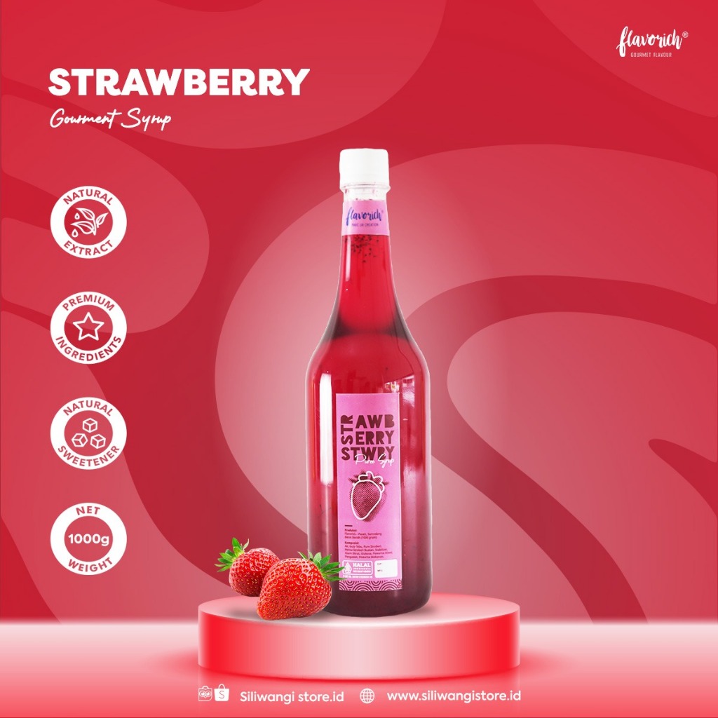 

Ay00! Flavorich - Sirup Puree Strawberry / Gourmet Syrup / Sirup Untuk Hotel, Restaurant and Cafe.