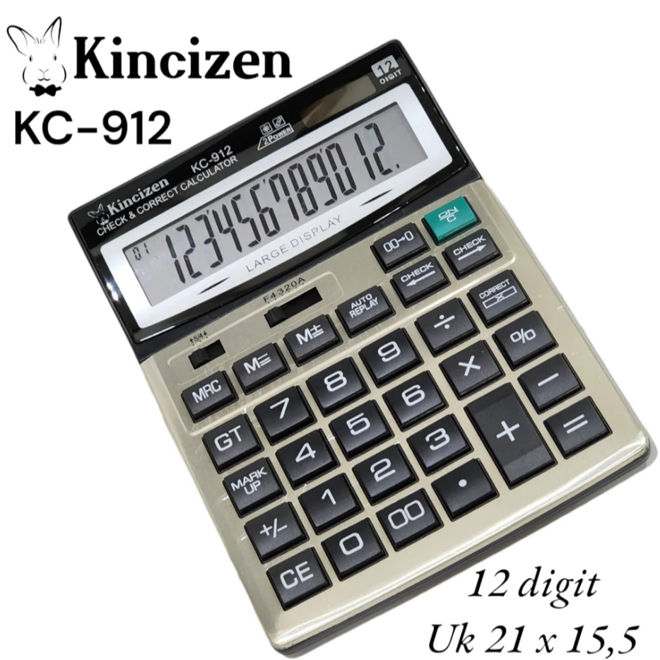

Original Kalkulator KINCIZEN KC 912BCalculator 12 Digit Check Correct KC 912 B Jumbo