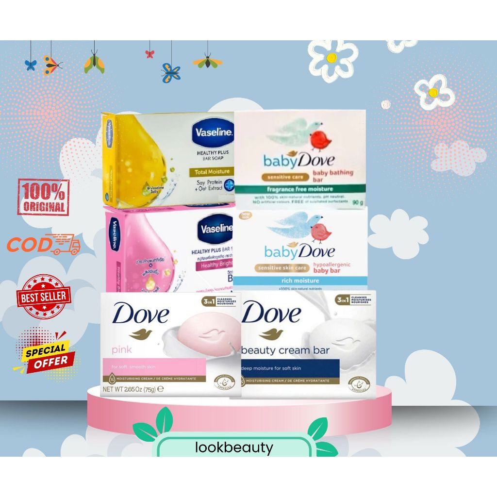 VASELINE BAR SOAP| DOVE| BABY DOVE BAR SOAP SABUN BATANG 75 GR |90GR