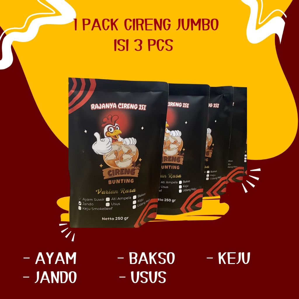 

1 PACK ISI 3PCS / CIRENG BUNTING JUMBO/CIRENG AYAM SUWIR/CIRENG JANDO