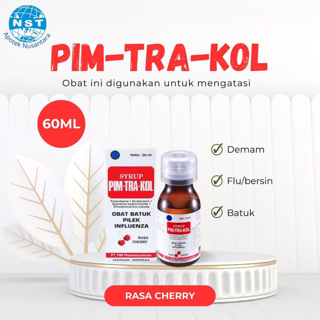 

Pimtrakol Chery syrup obat batuk flu anak 60ml