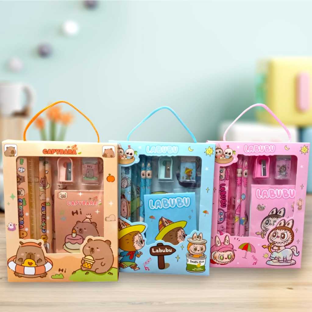 

Set Alat Tulis 6in1 Labubu Capybara Souvenir Murah Stationary Set Sekolah