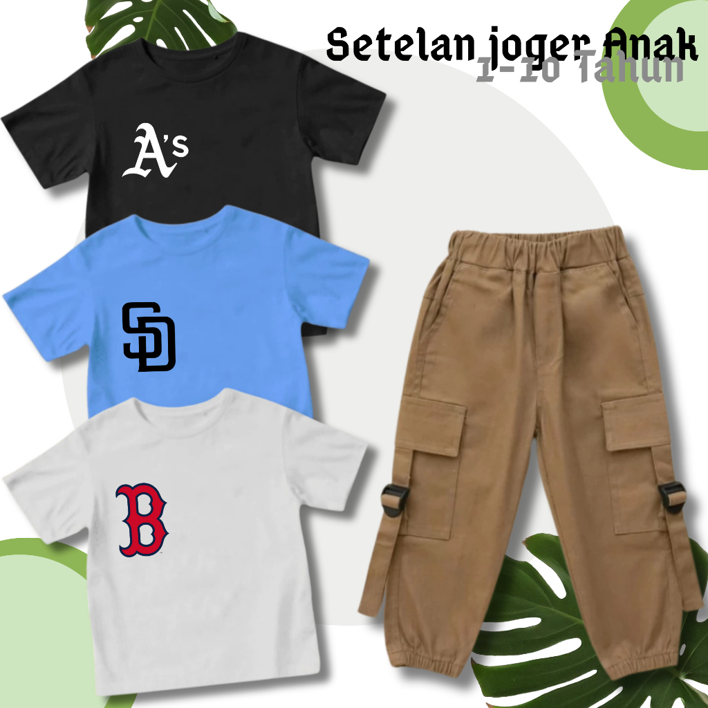 SETELAN KAOS DAN JOGER CARGO ANAK LAKI PEREMPUAN ( UNISEX )