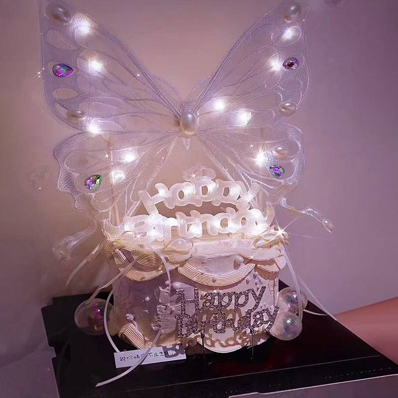 Cake Topper LED Kupukupu/ Topper LED Butterfly/ Hiasan Kue Tema Kupu kupu