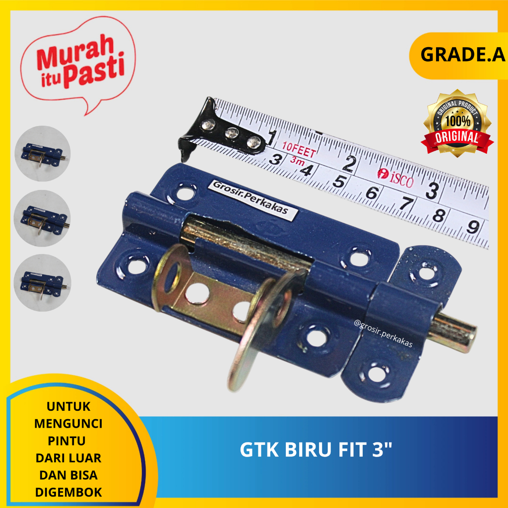 GTK BIRU FIT 3" inch. grendel gembok overpall biru. [A][#GTK]