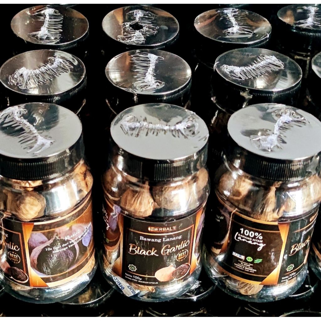 

Bawang Lanang Fermentasi Black Garlic Premium Herbal'E 100gr Non Alkohol Atasi Diabetes Kolesterol