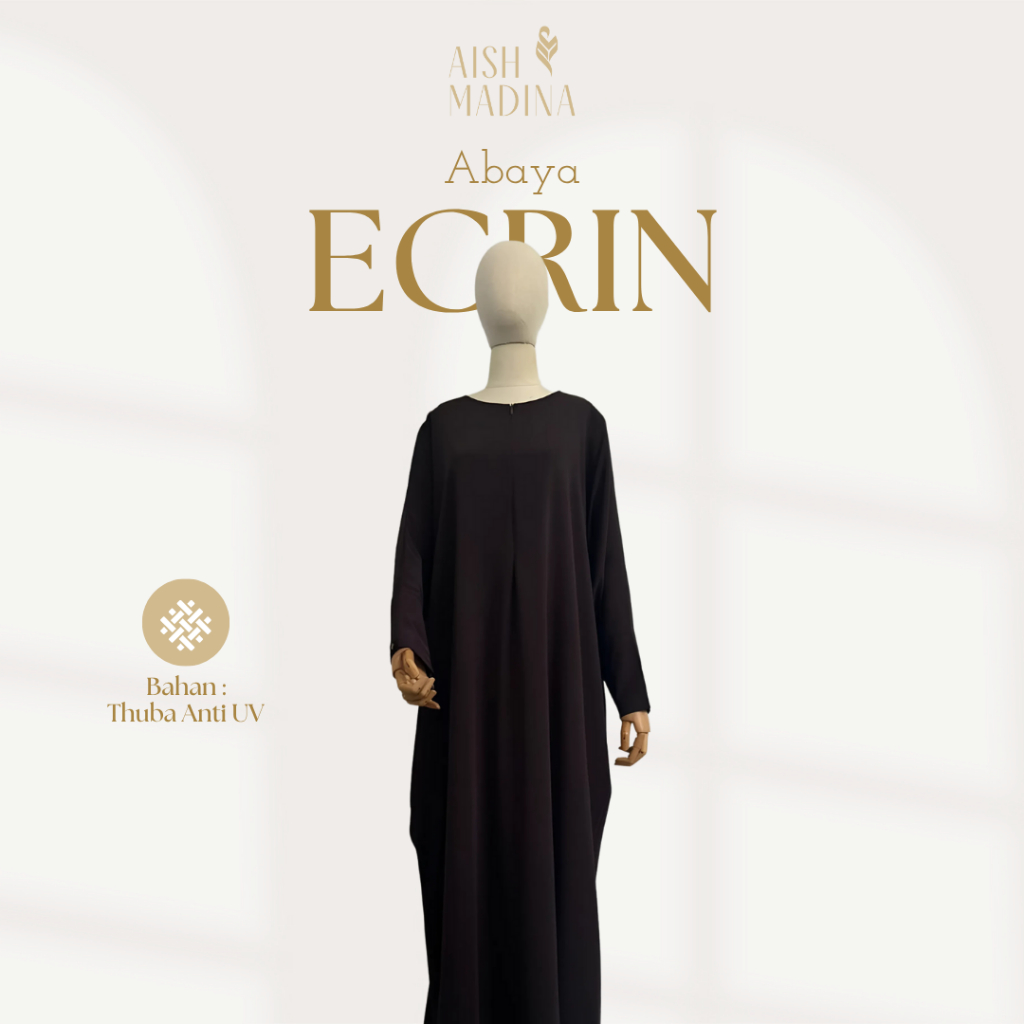 Ecrin Abaya Thubec Series Aishmadina Bahan Thuba Anti UV Gamis Wanita Busui Wudhu Friendly