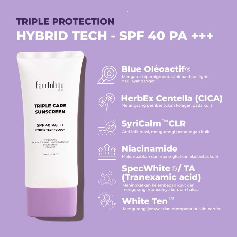 Facetology Triple Care Sunscreen 100ml