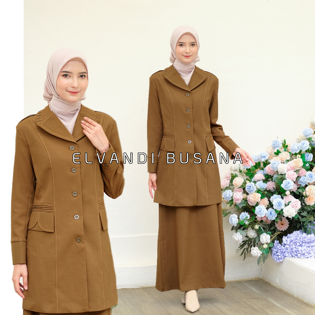 Blazer Wanita Baju Kerja Kantor Seragam Dinas PDH PNS Pemda Guru ASN Semi Tunik kode 6611 Pemda Aceh