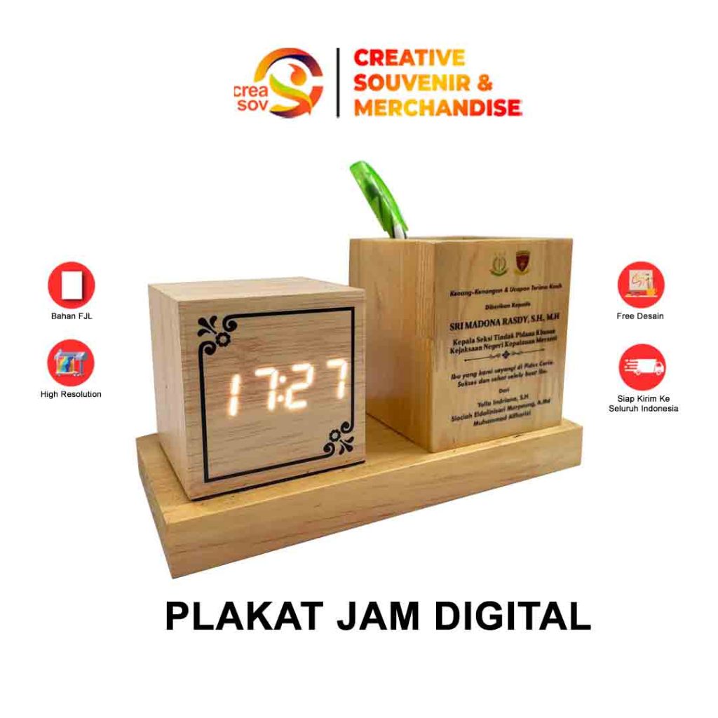 Creasov - Akrilik Wisuda Piagam Custom Jam Digital Kayu Plakat Penghargaan Akrilik Costum