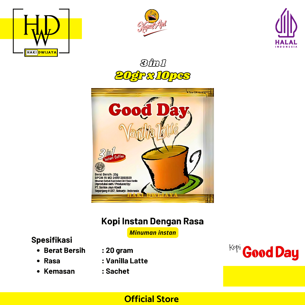 

[10pcs] Good Day Coffee / Kopi Instan 20gr Renceng Rasa Vanilla Latte