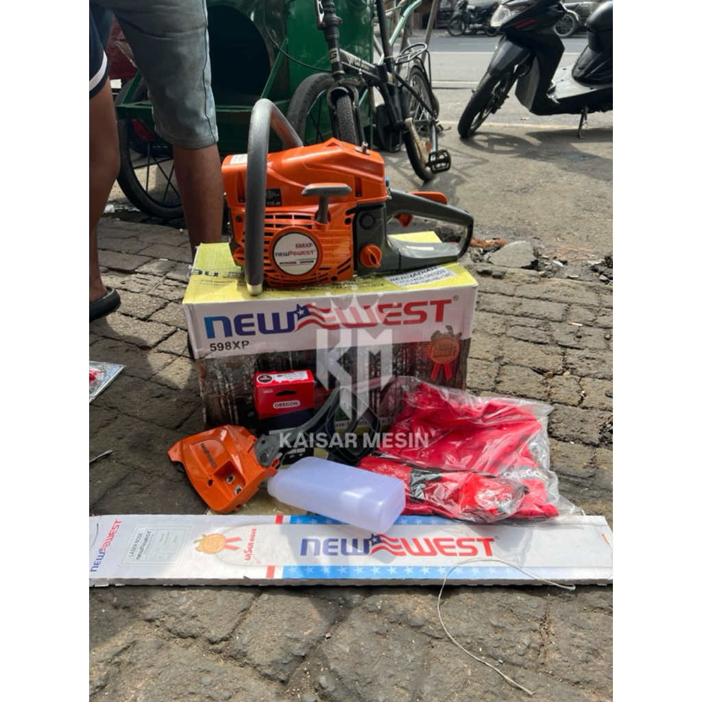 CHAINSAW NEW WEST 598XP Bar Baja 22inch Senso Chainsaw New West Gergaji Mesin Kayu New West 598XP