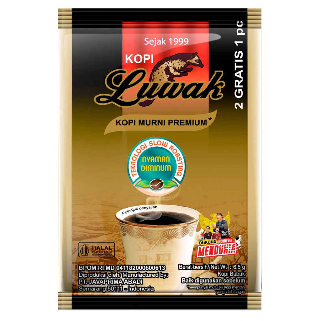 

Kopi hitam Luwak Murni Renceng isi 10 free 5 sachet @6.5gr