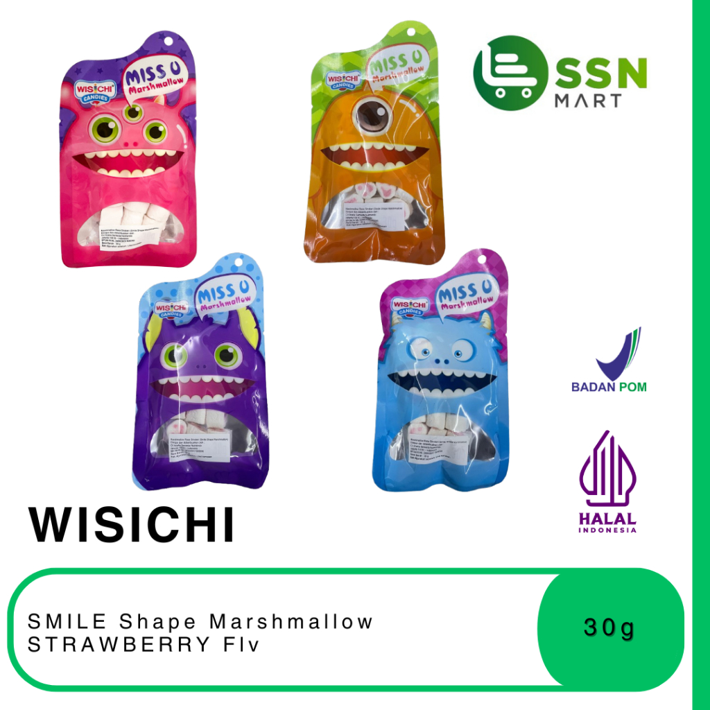 

SSNMart Wisichi SMILE Shape Marshmallow STRAWBERRY Flv 30g (TERSEDIA DALAM 4 KEMASAN/ RASA SAMA)