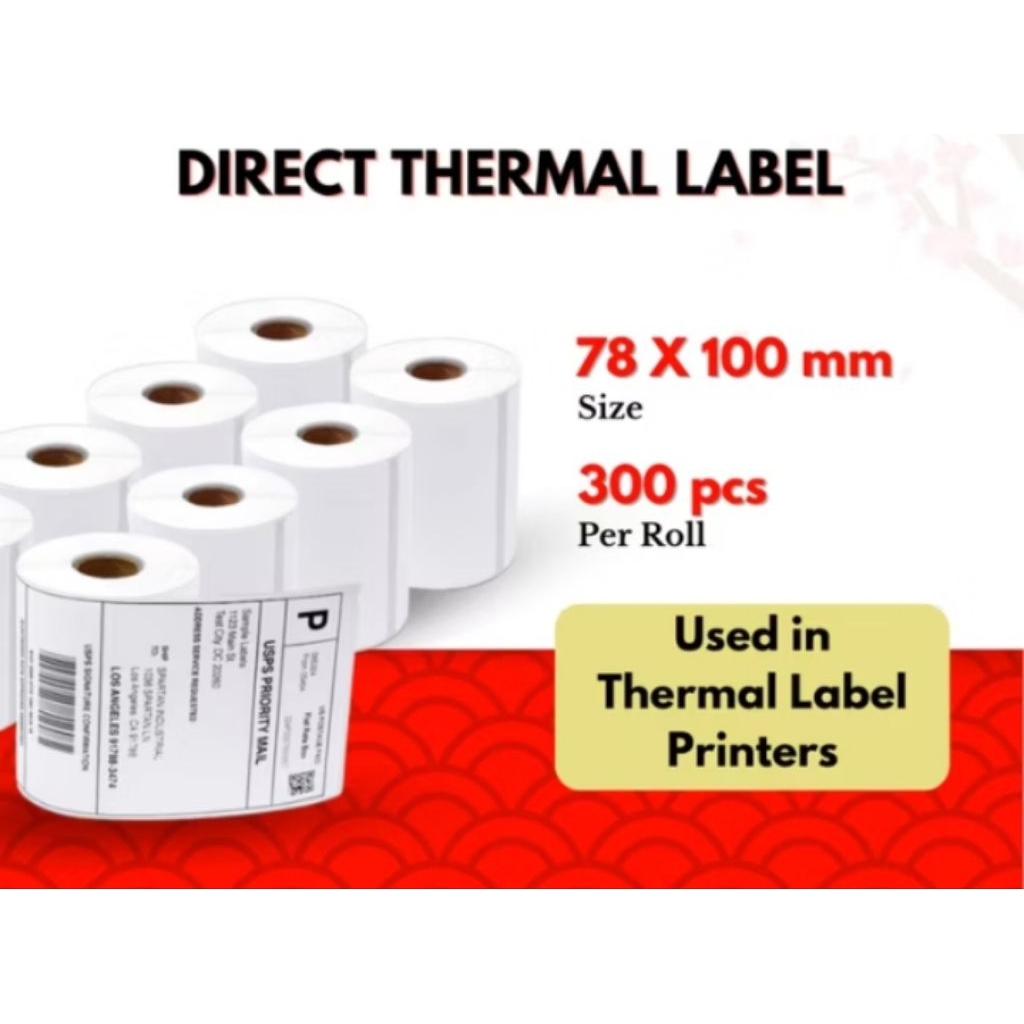 

Kertas Sticker Stiker Label Thermal Resi 78x100 mm isi 300 Lembar per Roll