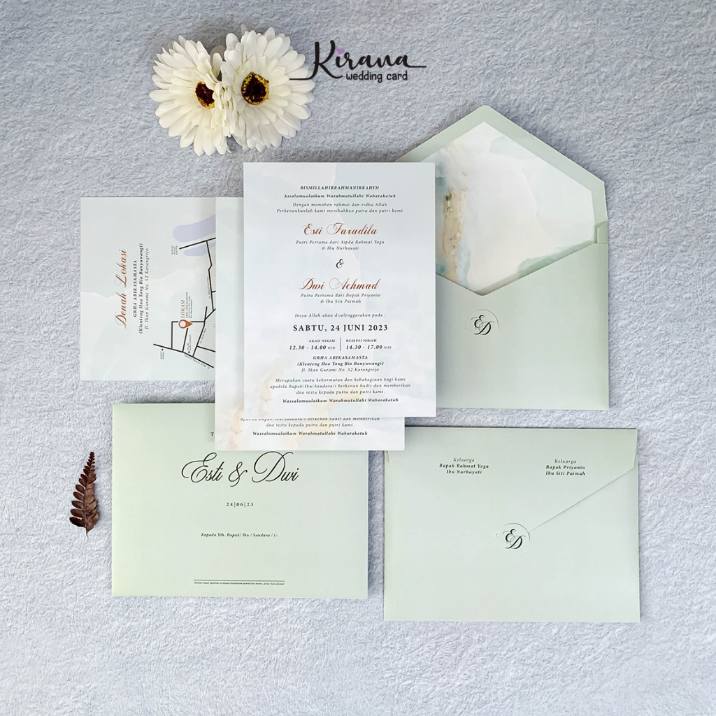 Undangan Single Soft Cover Amplop Cetak Luar Dalam | Undangan Pernikahan | Undangan Custom