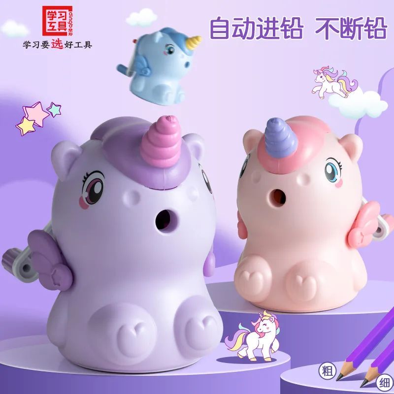 

DINGB Serutan pencil meja motif Astronot roket mobil unicorn / rautan putar kado stationery