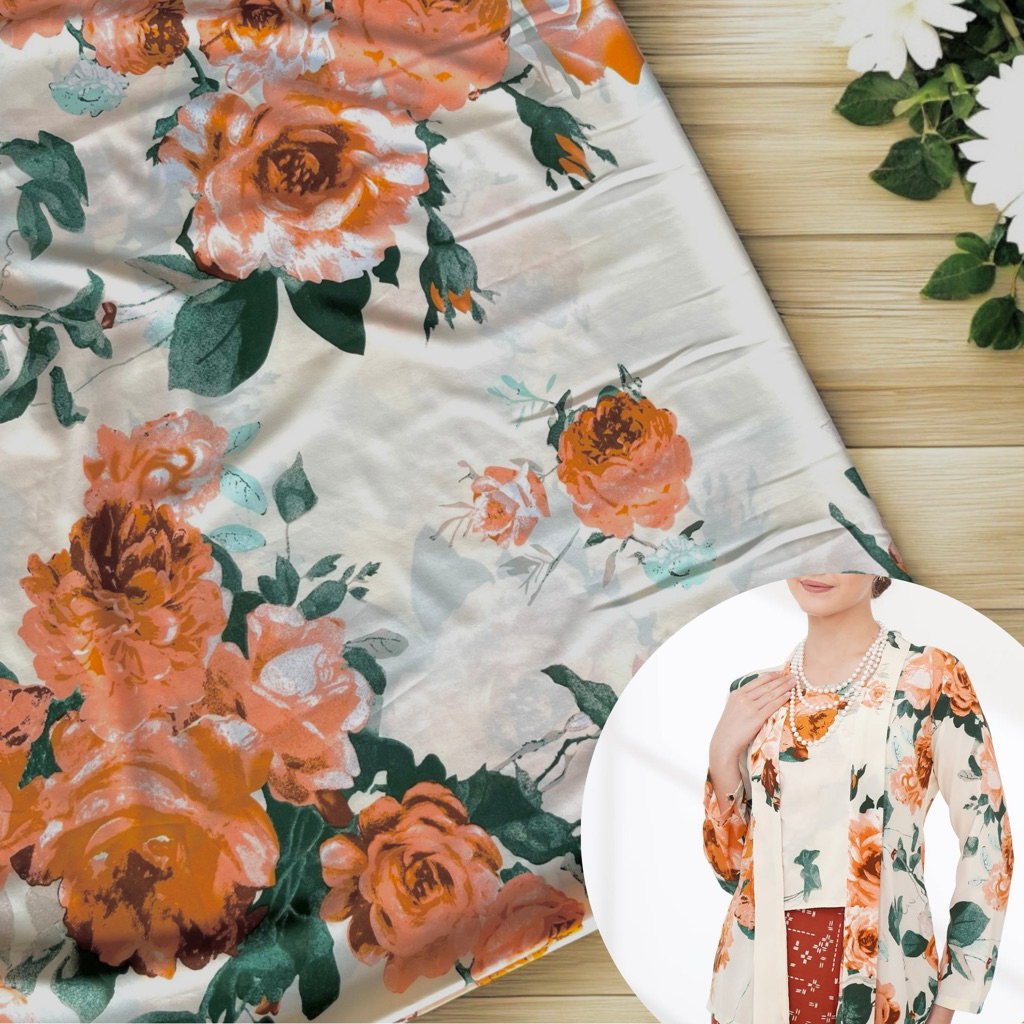 kain kebaya bahan silk premium motif - kain silk premium