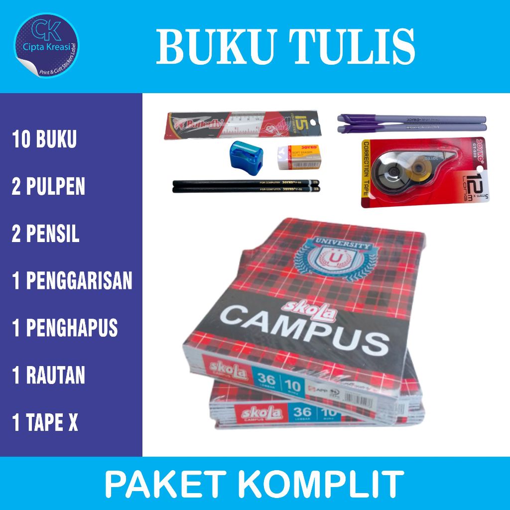 

Paket Komplit Buku Tulis Skola Campus perlengkapan sekolah