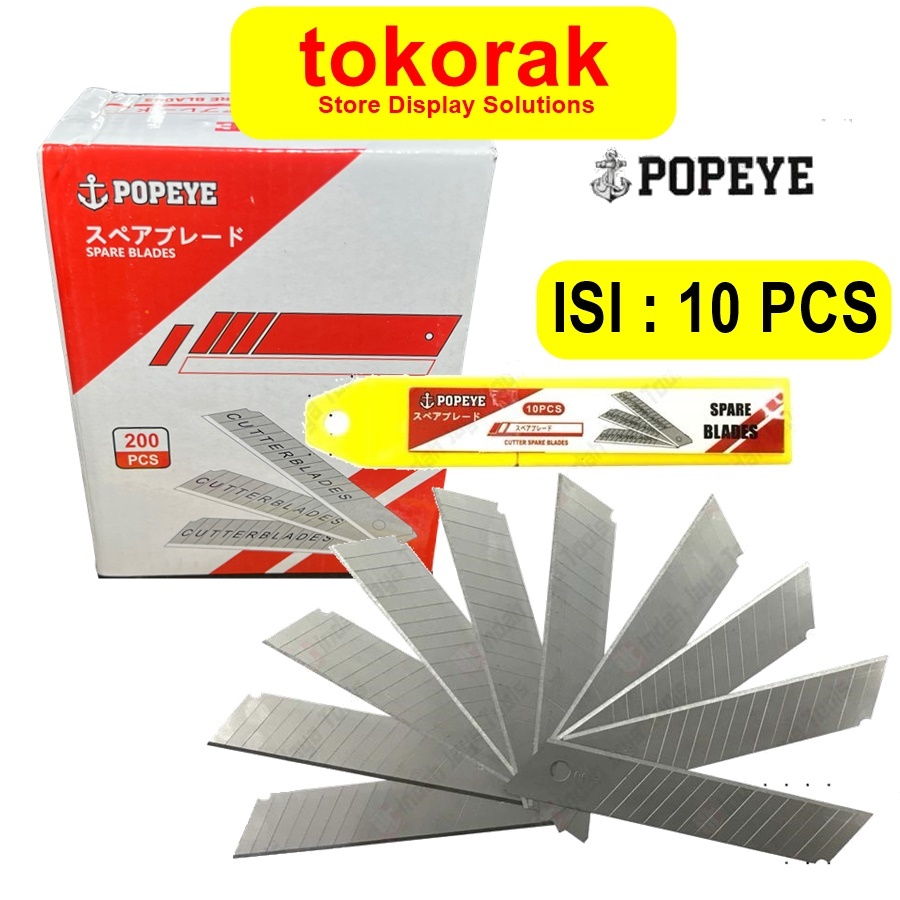 

POPEYE ISI CUTTER SET 10 PCS BESAR PISAU REFILL KATER SPARE BLADES CUTER 10PCS