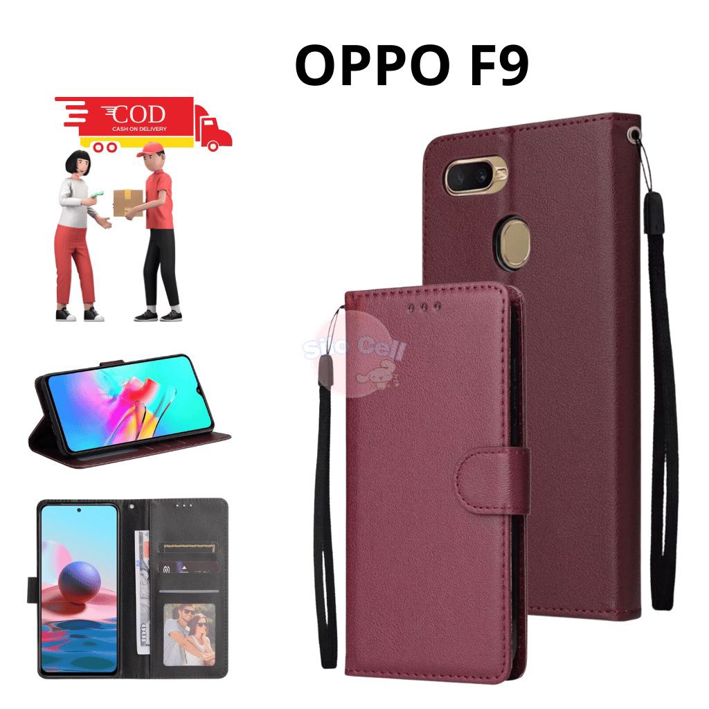 Casing Flip Polos Oppo F9 Casing Flip Wallet Dompet