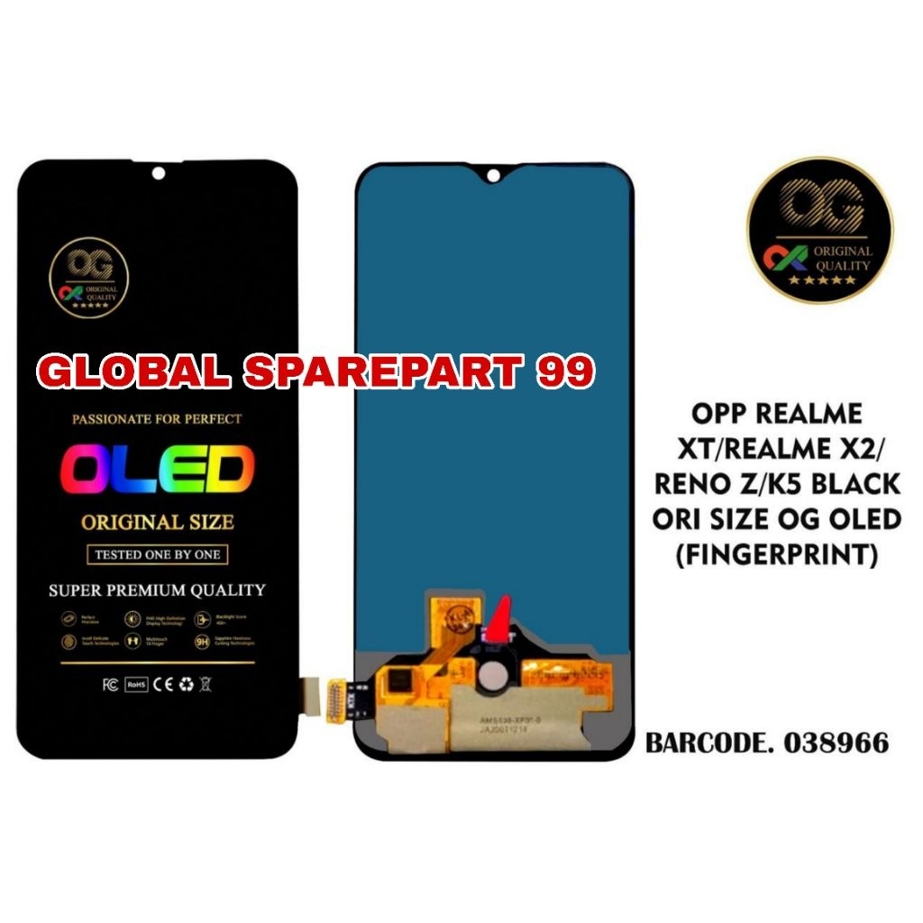 LCD REALME XT / REALME X2 / RENO Z / K5 ORI OLED OG SUPER (BISA FINGERPRINT) OLED OG SUPER