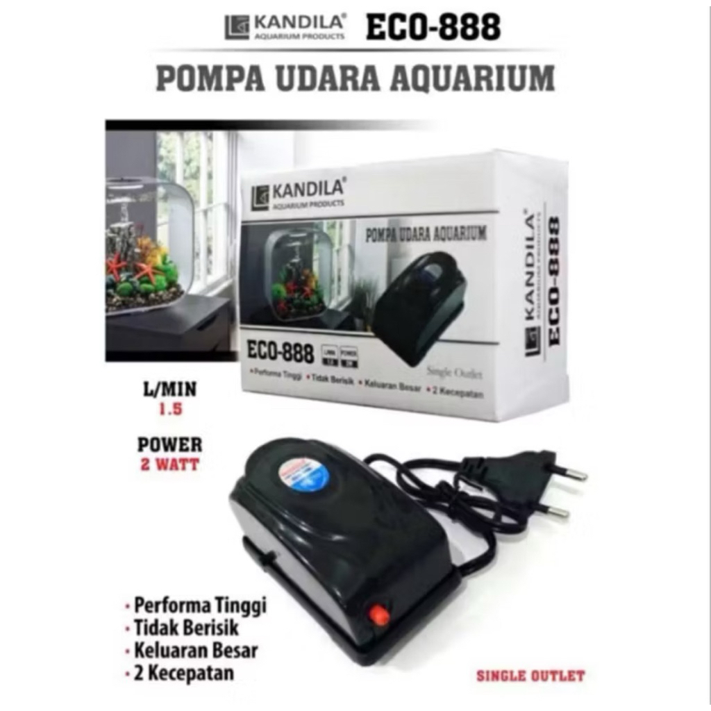 PAKET LENGKAP AERATOR 1 LUBANG KANDILA ECO 888dan sakai pro POMPA UDARA AQUARIUM KOLAM